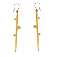 Lade das Bild in den Galerie-Viewer, Ohrhaken Ohrhänger Ohrringe 80mm Stab vergoldet Tombak