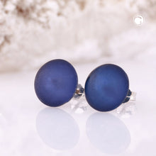 Lade das Bild in den Galerie-Viewer, Ohrstecker Ohrring 12mm Kunststoff blau-transparent-eismatt Stift silberfarben