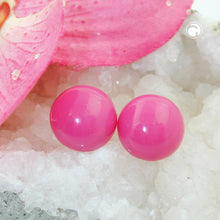 Lade das Bild in den Galerie-Viewer, Ohrstecker Ohrring 13mm pink-rosa-glänzend Kunststoff halbrund gewölbt