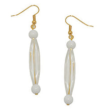 Lade das Bild in den Galerie-Viewer, Ohrhaken Ohrhänger Ohrringe 60x8mm Rillenolive kristall-transparent weiß Kunststoff