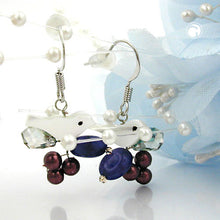 Lade das Bild in den Galerie-Viewer, Ohrhaken Ohrhänger Ohrringe 35x19mm kleiner Vogel mit Glasperlen