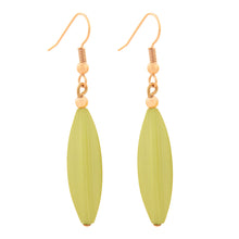 Lade das Bild in den Galerie-Viewer, Ohrhaken Ohrhänger Ohrringe 30x9mm Rillenolive Kunststoff hellgrün-satt matt