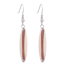 Lade das Bild in den Galerie-Viewer, Ohrhaken Ohrhänger Ohrringe 30x9mm Rillenolive Kunststoff beige-braun