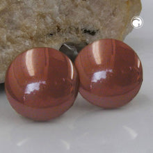 Lade das Bild in den Galerie-Viewer, Ohrstecker Ohrring 13mm schokoladenbraun Kunststoff Vollplastik flach gewölbt