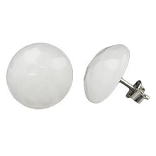 Lade das Bild in den Galerie-Viewer, Ohrstecker Ohrring 14mm cremé-weiß-glänzend Kunststoff flach gewölbt gehämmert