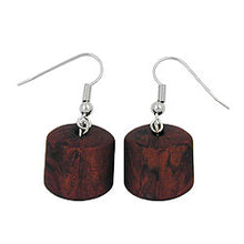 Lade das Bild in den Galerie-Viewer, Ohrhaken Ohrhänger Ohrringe 37x15mm Schrägperle Kunststoff braun-metallic-marmoriert-matt