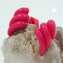 Lade das Bild in den Galerie-Viewer, Ohrstecker Ohrring 8x15mm Bogen Schweif gerillt pink-glänzend Kunststoff Vollplastik