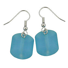 Lade das Bild in den Galerie-Viewer, Ohrhaken Ohrhänger Ohrringe 37x15mm Schrägperle Kunststoff türkis-transparent-matt
