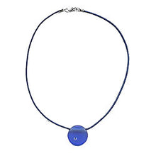 Lade das Bild in den Galerie-Viewer, Kette 20x5mm Anhänger blau-matt aus Kunststoff mit Glasstein Kordel blau 38cm