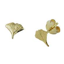 Lade das Bild in den Galerie-Viewer, Ohrstecker Ohrring 7mm Ginkgoblatt glänzend 9Kt GOLD