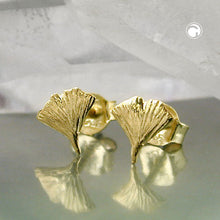 Lade das Bild in den Galerie-Viewer, Ohrstecker Ohrring 7mm Ginkgoblatt glänzend 9Kt GOLD