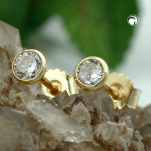 Lade das Bild in den Galerie-Viewer, Ohrstecker Ohrring 3mm Zirkonia 9Kt GOLD