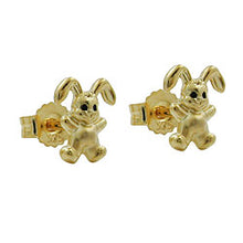 Lade das Bild in den Galerie-Viewer, Ohrstecker Ohrring 7x6mm kleiner Hase matt-glänzend 9Kt GOLD