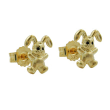 Lade das Bild in den Galerie-Viewer, Ohrstecker Ohrring 7x6mm kleiner Hase matt-glänzend 9Kt GOLD