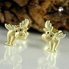 Lade das Bild in den Galerie-Viewer, Ohrstecker Ohrring 8x6mm Elch Augen schwarz lackiert matt-glänzend 9Kt GOLD