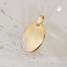 Lade das Bild in den Galerie-Viewer, Anhänger 18x13mm Gravurplatte oval bicolor rhodiniert diamantiert 9Kt GOLD