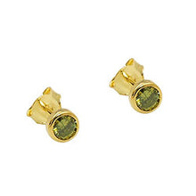 Lade das Bild in den Galerie-Viewer, Ohrstecker Ohrring 4,5mm Zirkonia olivgrün 9Kt GOLD