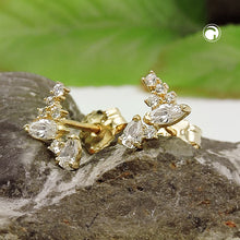 Lade das Bild in den Galerie-Viewer, Ohrstecker Ohrring 7x6mm Fantasie Bogen mit Zirkonias 9Kt GOLD