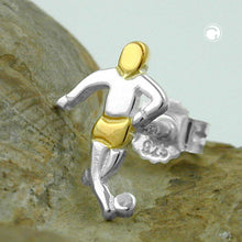 Lade das Bild in den Galerie-Viewer, Ohrstecker Ohrring 10x7mm Fußballspieler bicolor Einzel-Ohrstecker 1 Stück Silber 925