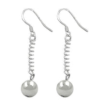 Lade das Bild in den Galerie-Viewer, Ohrhaken 45x8mm mit Kugel und Feder rhodiniert Silber 925