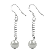 Lade das Bild in den Galerie-Viewer, Ohrhaken 45x8mm mit Kugel und Feder rhodiniert Silber 925
