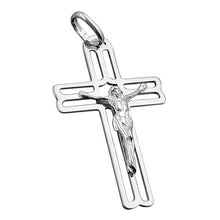 Lade das Bild in den Galerie-Viewer, Anhänger 37x23mm Kreuz mit Jesus glänzend Silber 925