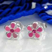 Lade das Bild in den Galerie-Viewer, Ohrstecker Ohrring 6,5mm Kinderohrring Blume pink-lackiert Silber 925