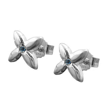Lade das Bild in den Galerie-Viewer, Ohrstecker Ohrring 6,5x6,5mm kleine Blüte mit synthetischem Spinell aqua Silber 925