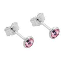 Lade das Bild in den Galerie-Viewer, Ohrstecker Ohrring 4mm Zirkonia pink Silber 925