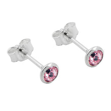 Lade das Bild in den Galerie-Viewer, Ohrstecker Ohrring 4mm Zirkonia pink Silber 925