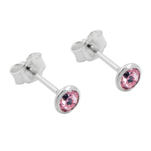 Lade das Bild in den Galerie-Viewer, Ohrstecker Ohrring 4mm Zirkonia pink Silber 925