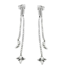 Lade das Bild in den Galerie-Viewer, Ohrstecker Ohrring 41mm lang Kette mit Mond/Stern Silber 925
