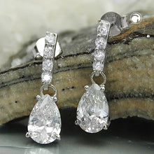 Lade das Bild in den Galerie-Viewer, Ohrstecker Ohrring Ohrhänger 21x6mm Zirkonias weiß rhodiniert Silber 925