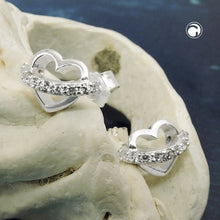 Lade das Bild in den Galerie-Viewer, Ohrstecker Ohrring 6x9mm Herz mit Zirkonia-Band Silber 925