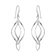 Lade das Bild in den Galerie-Viewer, Ohrhaken Ohrring 45x13mm 2x Spitzoval in sich gedreht glänzend Silber 925