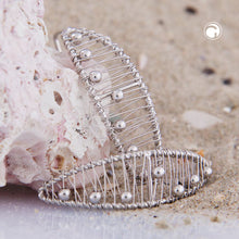 Lade das Bild in den Galerie-Viewer, Ohrhaken Ohrring 31x8mm Spitzoval Geflecht mit kleinen Kugeln rhodiniert Silber 925