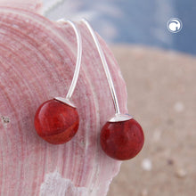Lade das Bild in den Galerie-Viewer, Ohrhaken Ohrhänger Ohrringe 28x8mm Coral-Perle Silber 925