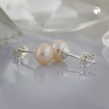 Lade das Bild in den Galerie-Viewer, Ohrstecker Ohrring ca. 6,5mm Süßwasserzuchtperle roséfarben unrund Silber 925