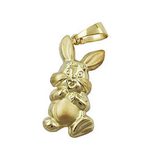 Lade das Bild in den Galerie-Viewer, Anhänger 20x11mm Hase matt-glänzend 14Kt GOLD