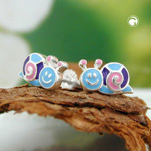 Lade das Bild in den Galerie-Viewer, Ohrstecker Ohrring 6x9mm Kinderohrring Schnecke farbig lackiert Silber 925