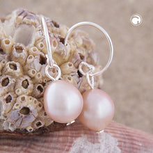 Lade das Bild in den Galerie-Viewer, Ohrhaken Ohrring 24x9mm Süßwasserzuchtperle champagnerfarben Silber 925