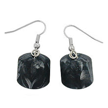 Lade das Bild in den Galerie-Viewer, Ohrhaken Ohrhänger Ohrringe 37x15mm Schrägperle Kunststoff silbergrau-marmoriert
