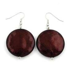 Lade das Bild in den Galerie-Viewer, Ohrhaken Ohrring 28mm Scheibe kaffeebraun-glänzend Kunststoff
