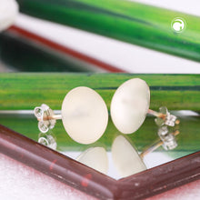 Lade das Bild in den Galerie-Viewer, Ohrstecker Ohrring 12mm Kunststoff weiß-transparent-eismatt Stift silberfarben
