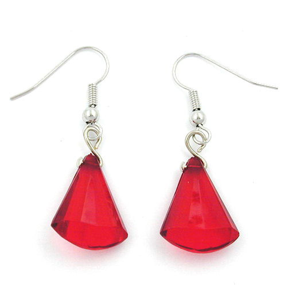 Ohrhaken Ohrhänger Ohrringe 40x13mm Flachkegel Kunststoff rot facettiert
