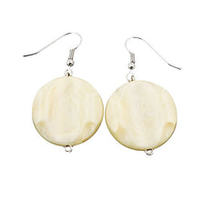 Lade das Bild in den Galerie-Viewer, Ohrhaken Ohrhänger Ohrringe 44x22mm Scheibe Kunststoff graviert creme-beige
