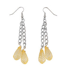 Lade das Bild in den Galerie-Viewer, Ohrhaken Ohrhänger Ohrringe 75x10mm Tropfen gelb transparent Kunststoff Weitpanzerkette Alu

