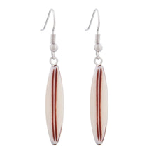 Lade das Bild in den Galerie-Viewer, Ohrhaken Ohrhänger Ohrringe 30x9mm Rillenolive Kunststoff beige-braun
