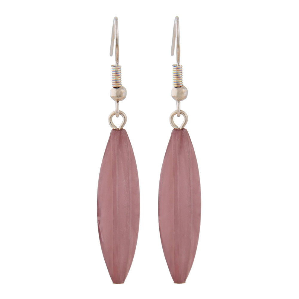 Ohrhaken Ohrhänger Ohrringe 30x9mm Rillenolive Kunststoff lila-marmoriert