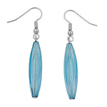Lade das Bild in den Galerie-Viewer, Ohrhaken Ohrhänger Ohrringe 30x9mm Rillenolive türkis transparent glänzend
